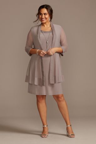 Plus Size Jersey Dress and Sheer Sleeve ...